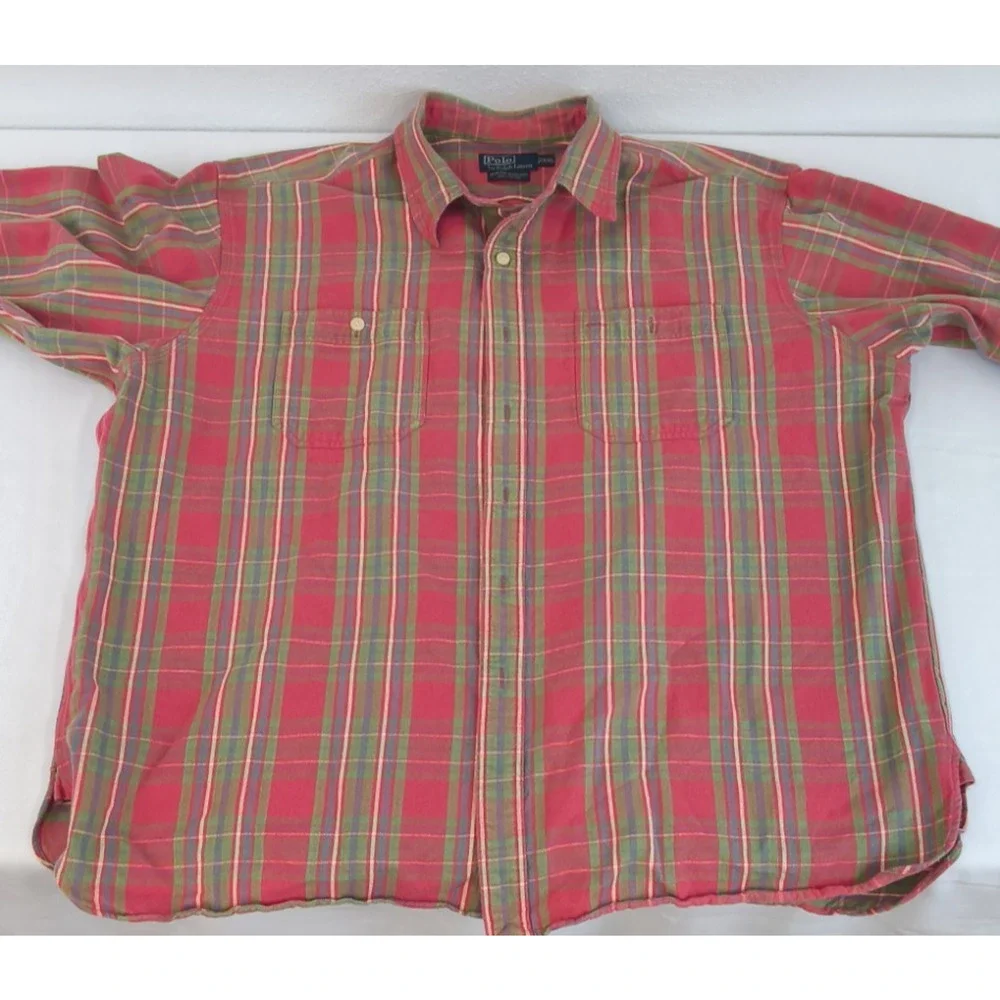 Polo Ralph Lauren Mountain Workshirt Button Up Men's XXL Plaid Multicolor #W5415